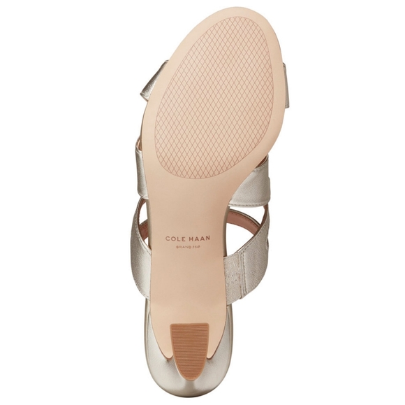 Cole Haan Gold Leather Slide Sandals 8 - Picture 5 of 7